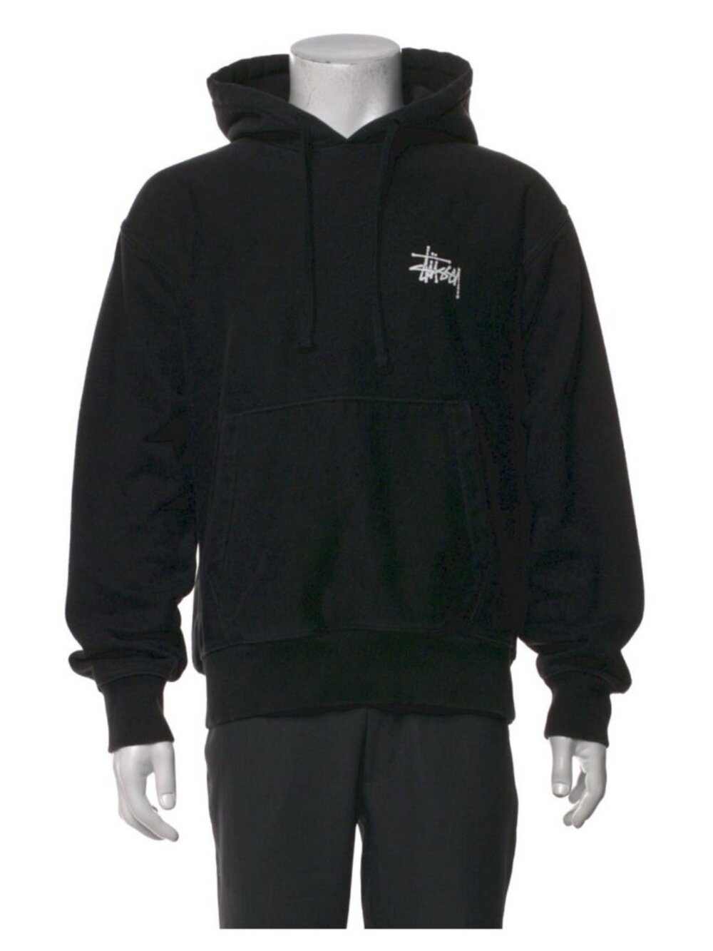 Stussy Basic Logo Hoodie Black White Big Back Logo Pullover Streetwear Small